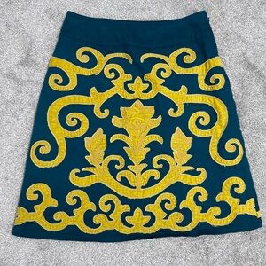 BODEN A-Line Vintage Inspired Scroll Appliqué Skirt